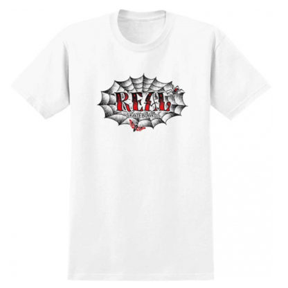 real skateboards web oval white t-shirt