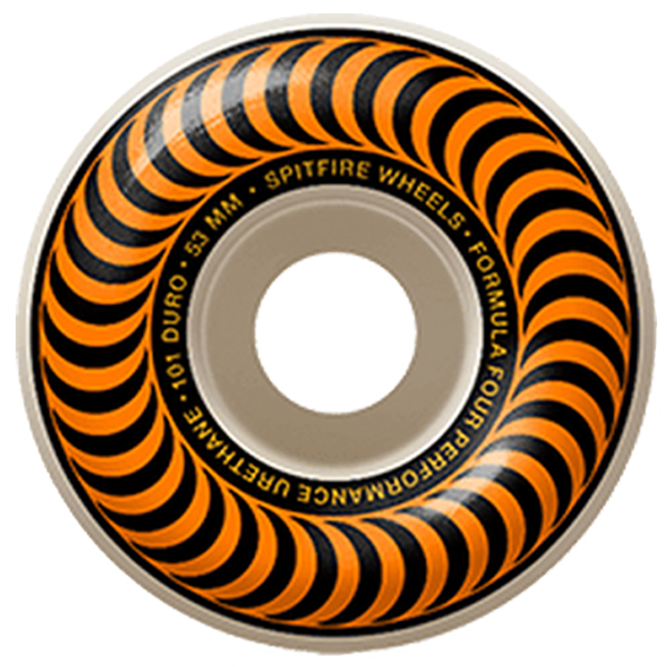 SPITFIRE WHEELS FORMULA FOUR CLASSIC 53MM 101A WHITE ORANGE