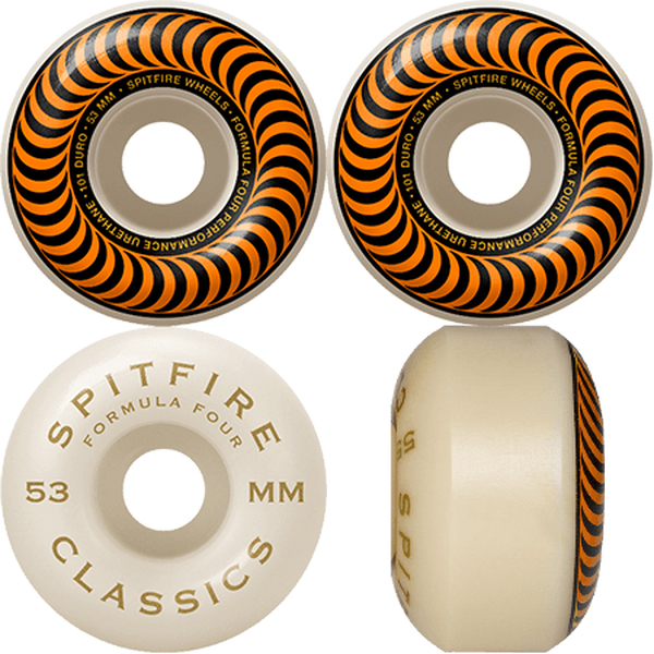 SPITFIRE WHEELS FORMULA FOUR CLASSIC 53MM 101A WHITE ORANGE